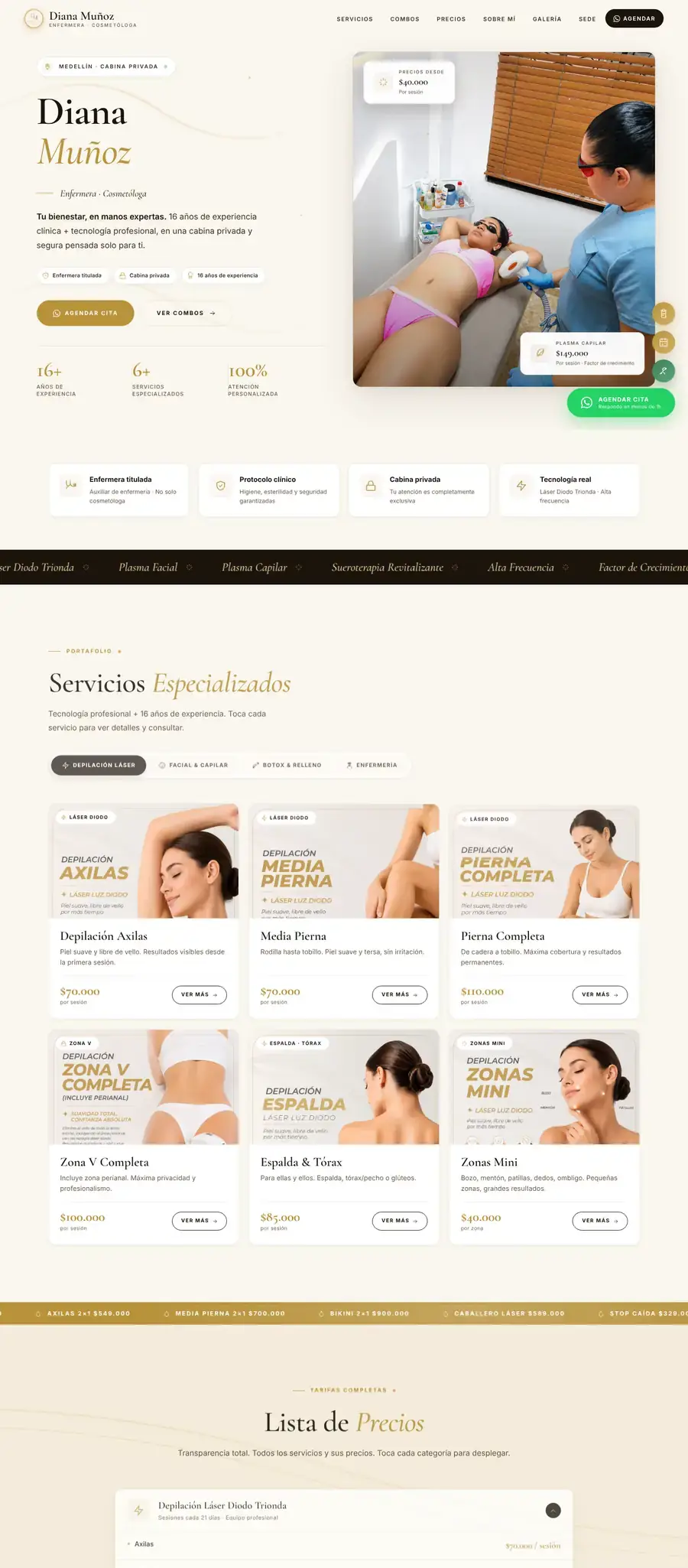 Página web de Diana Muñoz Estética